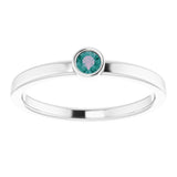 Rhodium-Plated Sterling Silver 3 mm Natural Alexandrite Ring