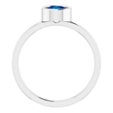 14K White 5.5 mm Natural Blue Sapphire Ring