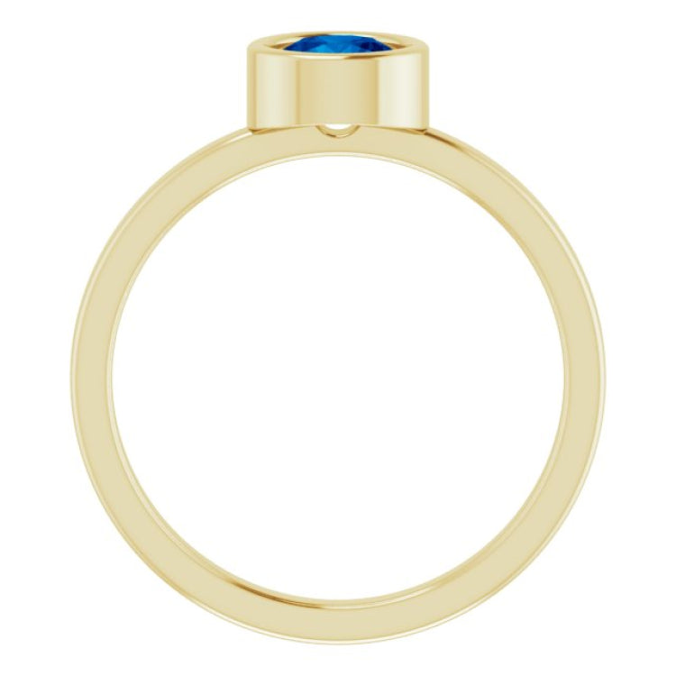14K Yellow 5.5 mm Natural Blue Sapphire Ring