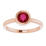 14K Rose 5.5 mm Natural Ruby Ring