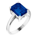 14K White Lab-Grown Blue Sapphire Scroll Setting® Ring