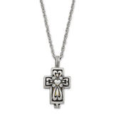 In Loving Memory Pewter and Crystal Cross Locket Memorial with Brass Ash Holder 24 inch Necklace