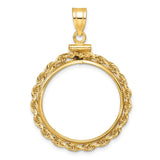 Wideband Distinguished Coin Jewelry 14k Polished Rope 22.0mm x 1.9mm Screw Top Coin Bezel Pendant