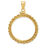 Wideband Distinguished Coin Jewelry 14k Polished Rope 27.0mm x 2.35mm Screw Top Coin Bezel Pendant