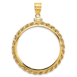 Wideband Distinguished Coin Jewelry 14k Polished Rope 32.7mm x 3mm Screw Top Coin Bezel Pendant