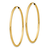 14k 2x45mm Polished Round Endless Tube Hoop Earrings
