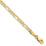 14k 3mm Flat Figaro Chain