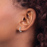 14k White Gold 1/10 carat Diamond Hinged Hoop Earrings