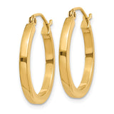 14k 2x20mm Square Tube Hoop Earrings