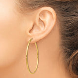 14k 2x55mm Polished Tube Hoop Earrings