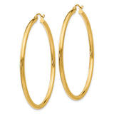 14K 2.5x50mm Polished Lightweight Tube Hoop Earrings