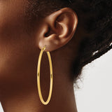 14K 2.5x60mm Polished Lightweight Tube Hoop Earrings