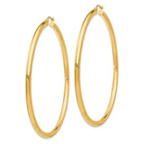 14K 3x65mm Polished Tube Hoop Earrings