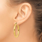14k 4x35mm Polished Lightweight Tube Hoop Earrings