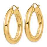 14k 5x30mm Polished Lightweight Tube Hoop Earrings