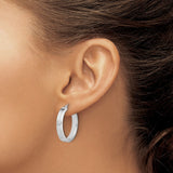 14k White Gold 4x25mm Polished Tube Hoop Earrings