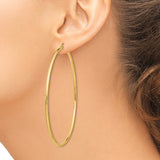 14k 2x75mm Polished Lightweight Round Tube Hoop Earrings