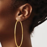 14k 2x70mm Polished Lightweight Round Tube Hoop Earrings