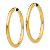 14k 3.00x35mm Polished Endless Tube Hoop Earrings