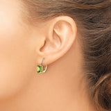 14k 7x5mm Emerald-cut Peridot Leverback Earrings
