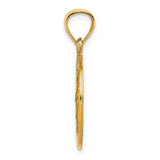 14k Polished and Satin Hollow St Raphael Medal Round Pendant