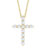 14K Yellow Gold 3/8 CTW Natural Diamond Cross 16-18