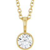 14K Yellow Gold 1/4 CT Natural Diamond Bezel-Set Solitaire 16-18