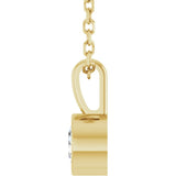14K Yellow Gold 1/4 CT Natural Diamond Bezel-Set Solitaire 16-18" Necklace