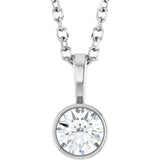14K White Gold 1/4 CT Natural Diamond Bezel-Set Solitaire 16-18