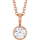 14K Rose Gold 1/4 CT Natural Diamond Bezel-Set Solitaire 16-18