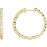 14K Yellow Gold 3 CTW Lab-Grown Diamond Inside-Outside Hinged 30 mm Hoop Earrings