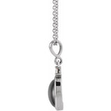 14K White Gold 6x4 mm Natural Black Onyx & .015 CT Natural Diamond 16-18" Necklace