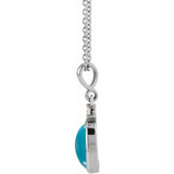 Platinum 9x7 mm Natural Turquoise & .03 CT Natural Diamond 16-18" Necklace