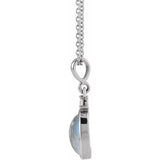 14K White Gold 9x7 mm Natural Rainbow Moonstone & .03 CT Natural Diamond 16-18" Necklace