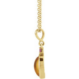 14K Yellow Gold 8x6 mm Natural Citrine & Natural Pink Tourmaline 16-18" Necklace