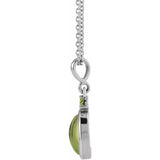 Platinum 8x6 mm Natural Peridot 16-18" Necklace