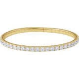 14K Yellow Gold 5 CTW Natural Diamond  Flexible Bangle 7" Bracelet