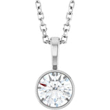 Platinum 1/2 CT Natural Diamond Bezel-Set Solitaire 16-18