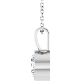 Sterling Silver 9/10 CT Natural Diamond Bezel-Set Solitaire 16-18" Necklace