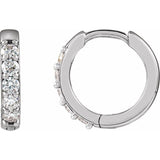 14K White Gold 1/4 CTW Lab-Grown Diamond Hinged 12.5 mm Hoop Earrings