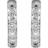 Sterling Silver 1/4 CTW Lab-Grown Diamond Hinged 12.5 mm Hoop Earrings