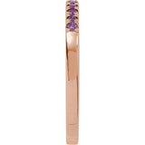 10K Rose Gold Natural Amethyst Stackable Ring