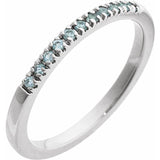 10K White Gold Natural Aquamarine Stackable Ring
