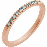 10K Rose Gold Natural Aquamarine Stackable Ring