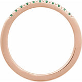 10K Rose Gold Natural Emerald Stackable Ring