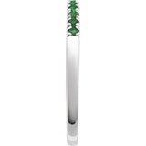 10K White Gold Lab-Grown Emerald Stackable Ring
