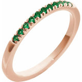 10K Rose Gold Lab-Grown Emerald Stackable Ring