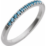 10K White Gold Natural London Blue Topaz Stackable Ring