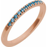 10K Rose Gold Natural London Blue Topaz Stackable Ring