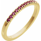 10K Yellow Gold Lab-Grown Ruby Stackable Ring